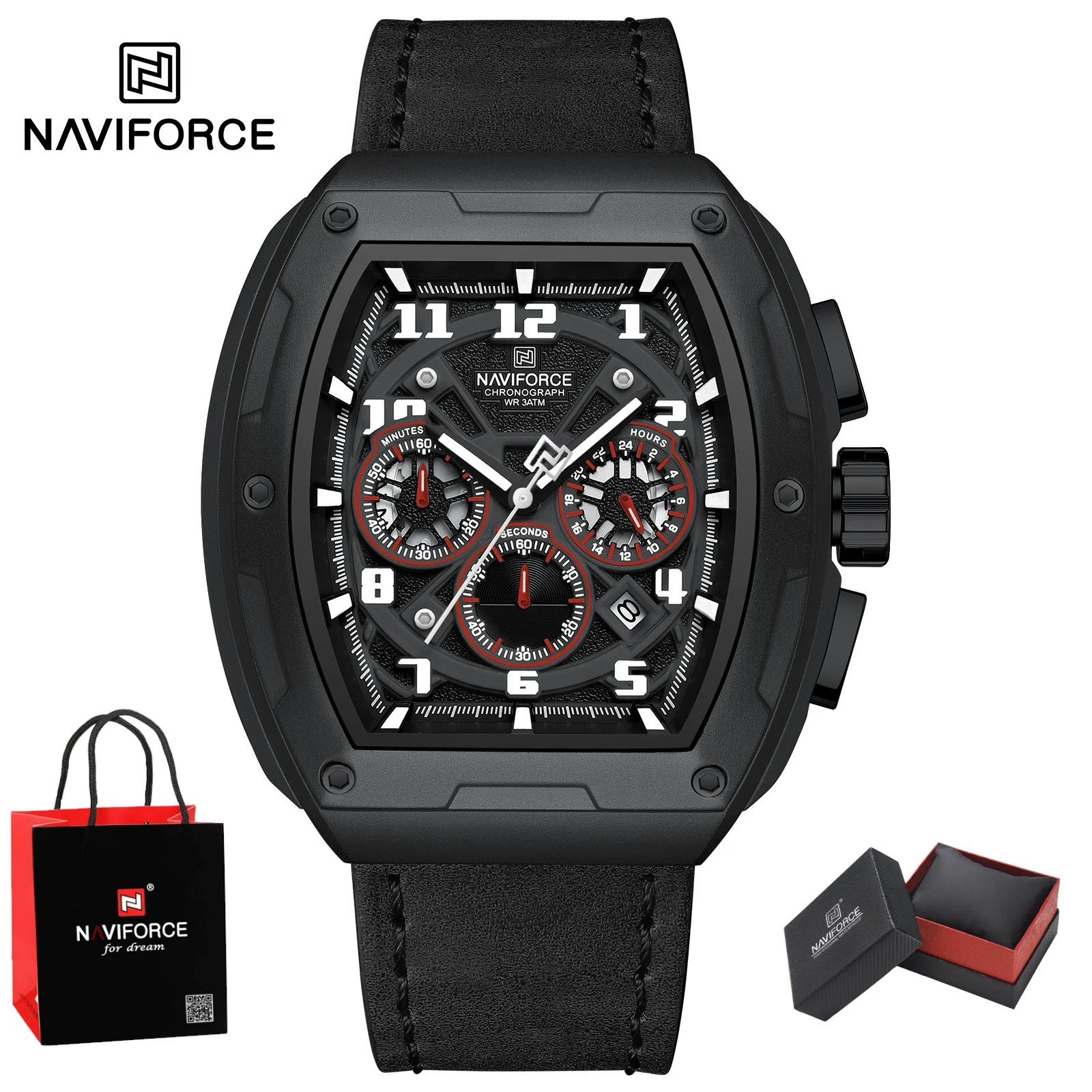 NAVIFORCE Business Quartz Wristwatch for Man Water Resistant Chronograph Popular