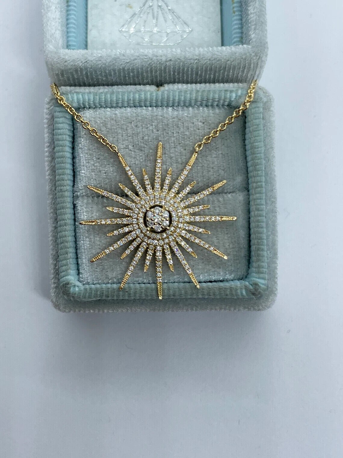 2.30Ct Round Cut Lab Created Diamond Sunburst Pendant 14K Yellow Gold Plated