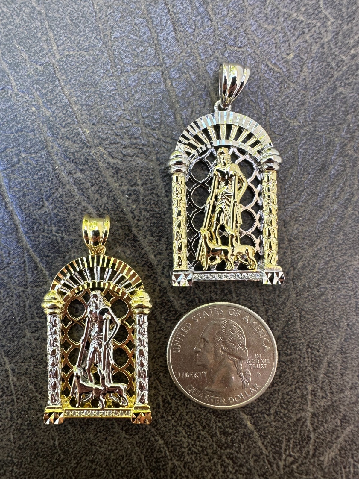 MOISSANITE St Lazarus Real 925 Silver / Gold Plated Saint Iced Necklace Pendant