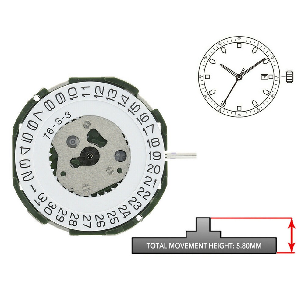 Quartz Watch Movement With Battery Date at 3 O’clock Replacement For Miyota 2115