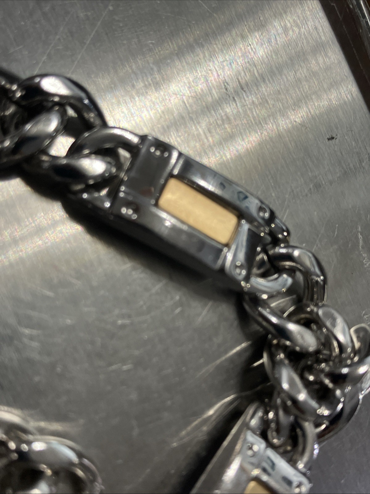 14kt & 925 Sterling Silver Combination Cuban Solid Bracelet 60grams 9.5inches