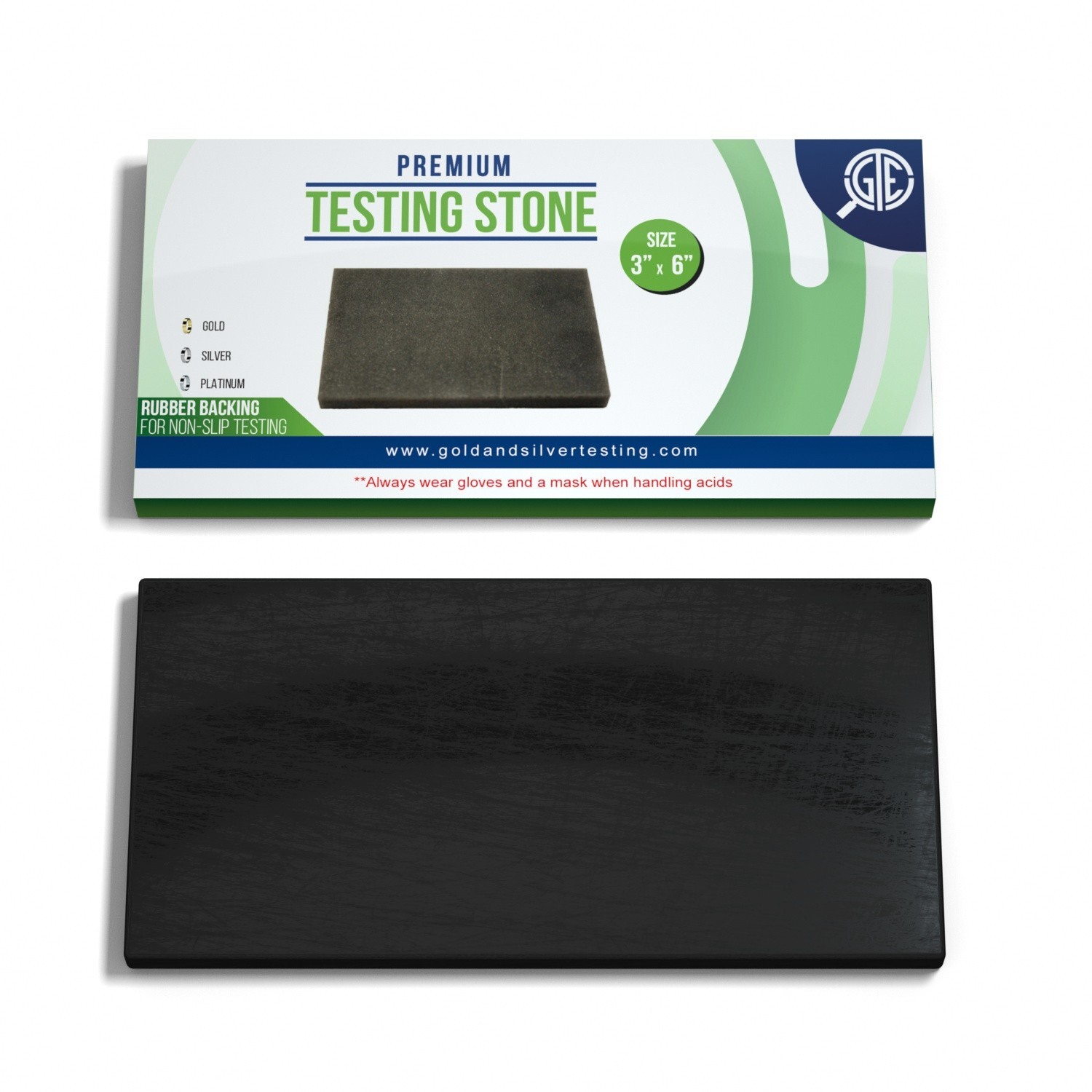 GTE 6”x3” Scratch Stone Gold Silver Test Kit 10K 14K 18K 22K 24K Platinum Acid