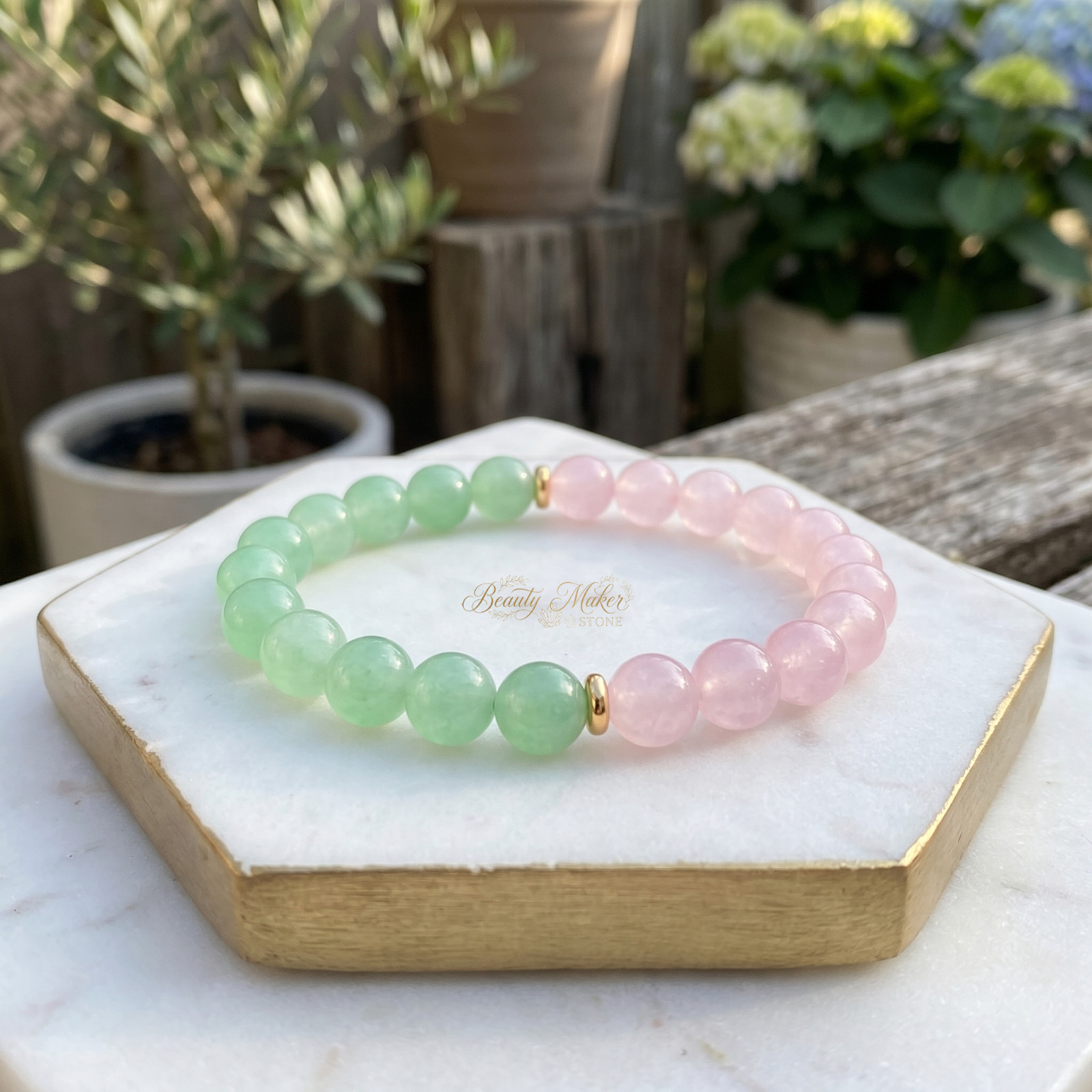 Rose Quartz Jade Bead Bracelet Natural Crystal Love Luck Jewelry Gift for Women