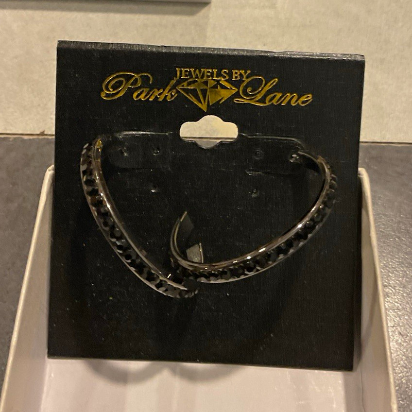 Park Lane Black & Silver-Tone Pierced Hoops