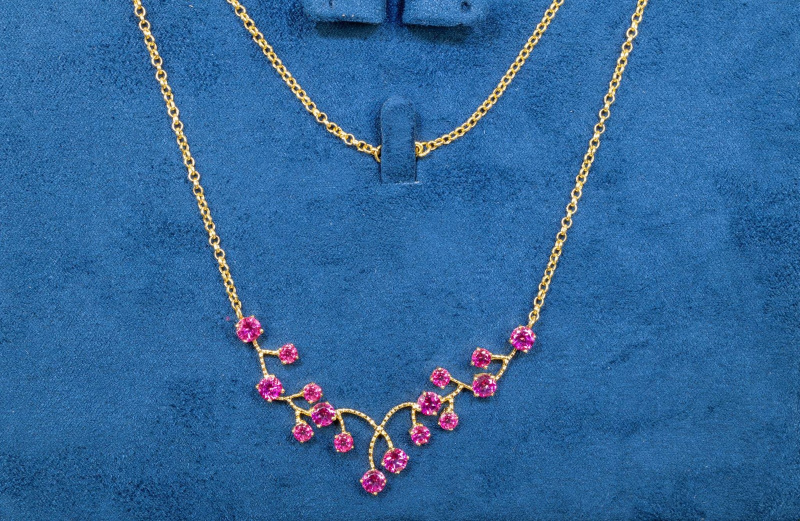 Natural Pink Topaz Necklace 7.9ct Sterling Silver 18 inch Gold Tone Womens