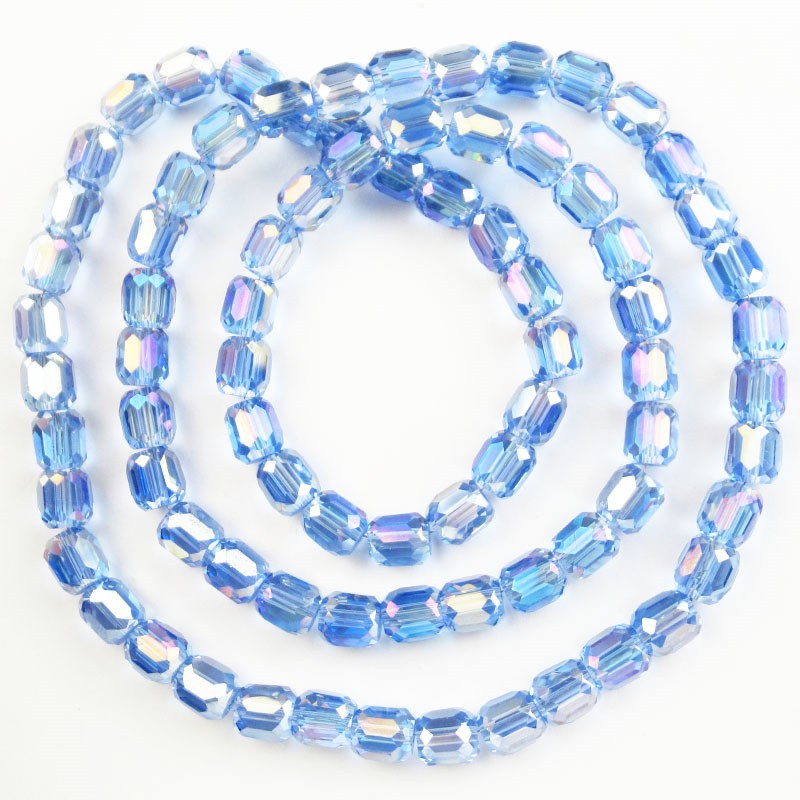 1Strand 8x7mm Faceted Blue Crystal Column Loose Bead 24inch SJTZ24