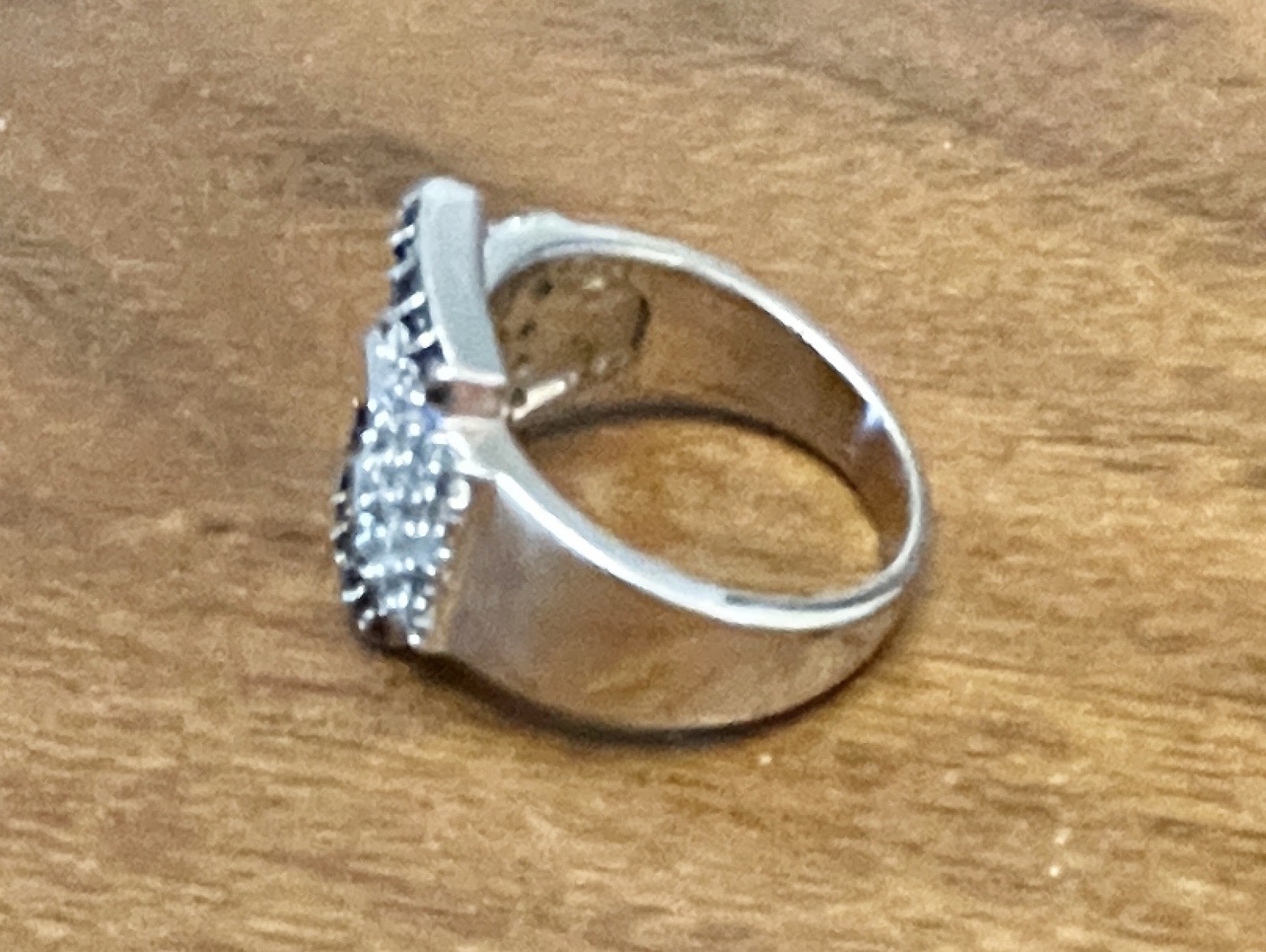 Vintage Silver Buckle Ring size 6 – Simulated Black and White Diamonds