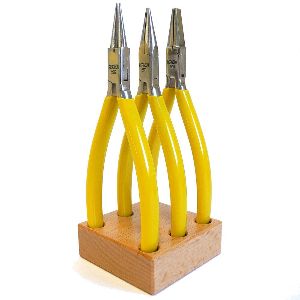 Bergeon 2513 Pliers Set Of 3 (Flat, Round & Snipe) Smooth Jaw