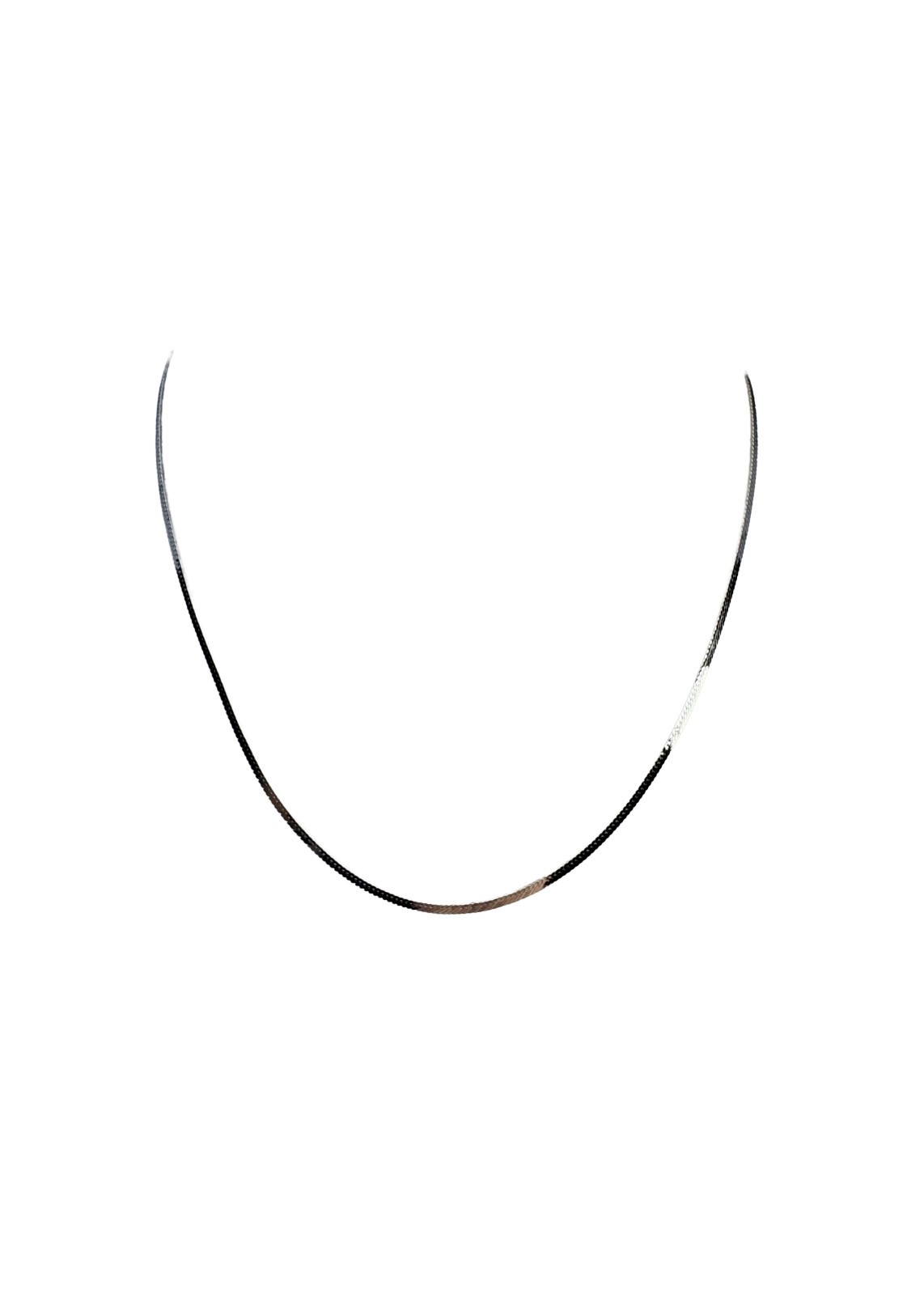 Solid 925 Sterling Silver 2mm Flat Herringbone Chain Necklace – 16″ 1.46g