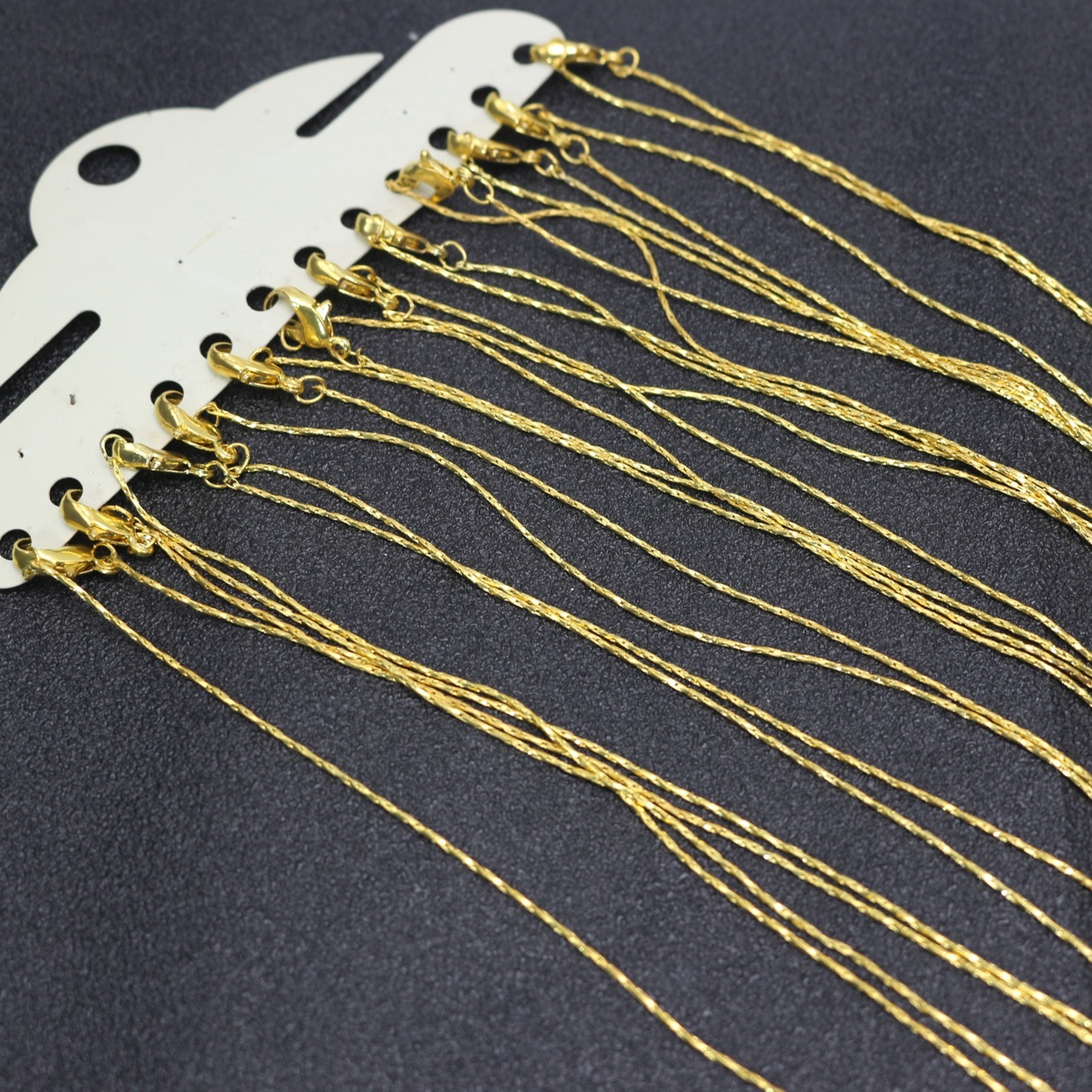 12 Golden Plated Link Snake Chain Finished Necklace 0.8mm 16″ with Lobster Clasp
