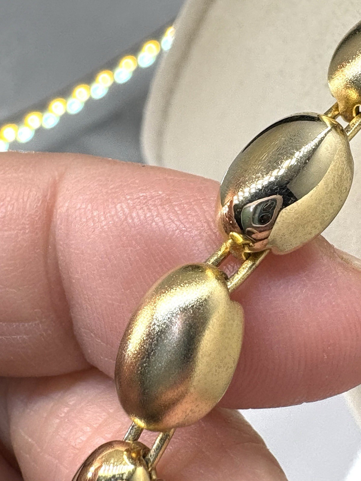 Gold Tone Smooth & Matte Gold Tone Oval Bead Link