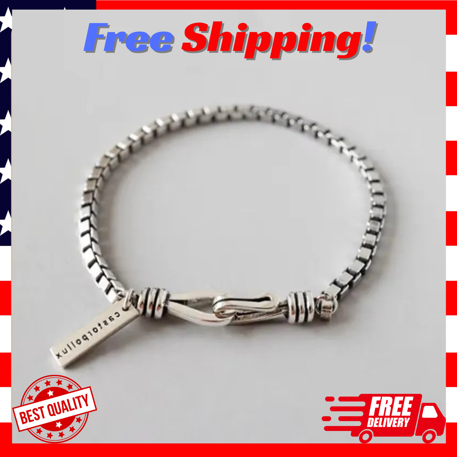 Vintage Thick Box Chain Bracelets Women 925 Sterling Silver Jewelry Gift 7 in nw