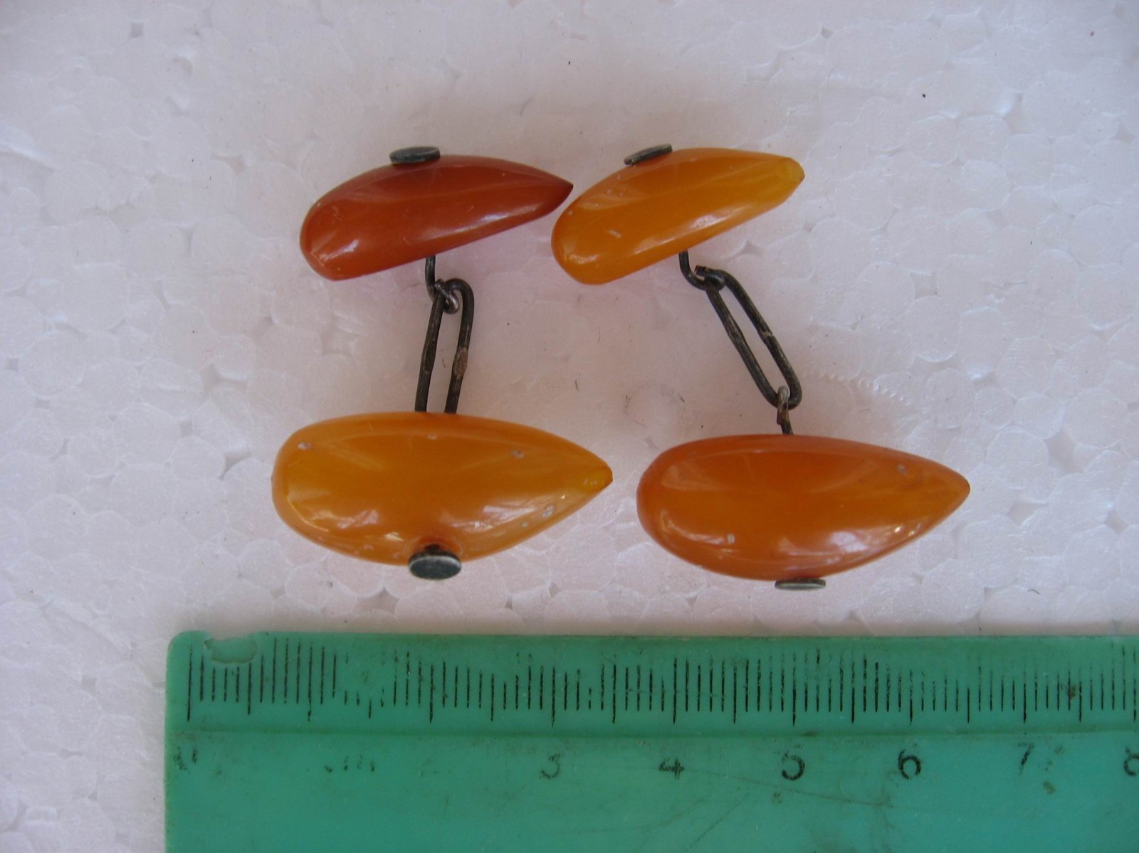 Vintage Soviet Baltic Egg Yolk Butterscotch Amber Silver Cufflinks USSR 6.93g m