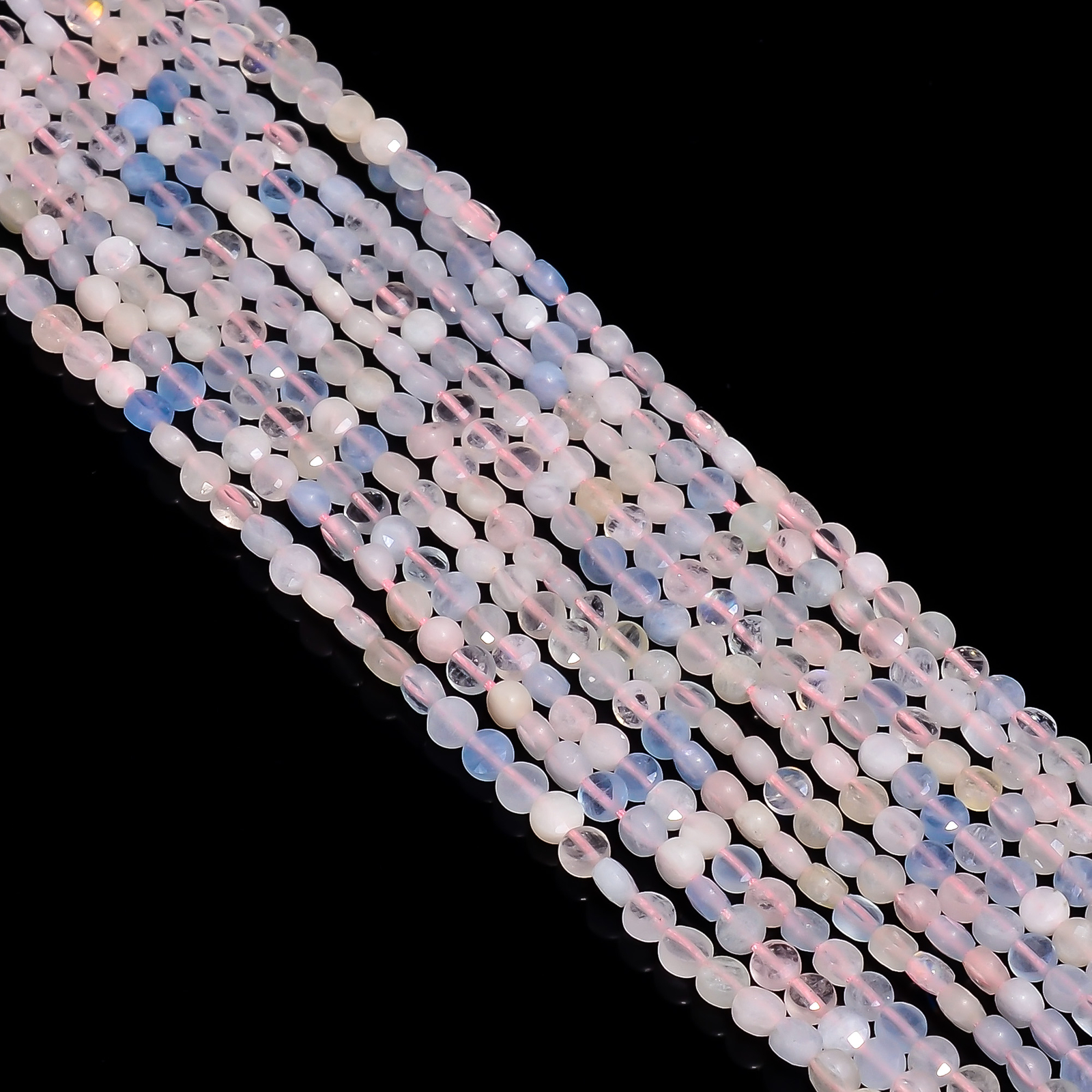 Natural Morganite Gemstone Coin Shape Faceted Beads 4X4X3 mm Strand 13″ EB-294