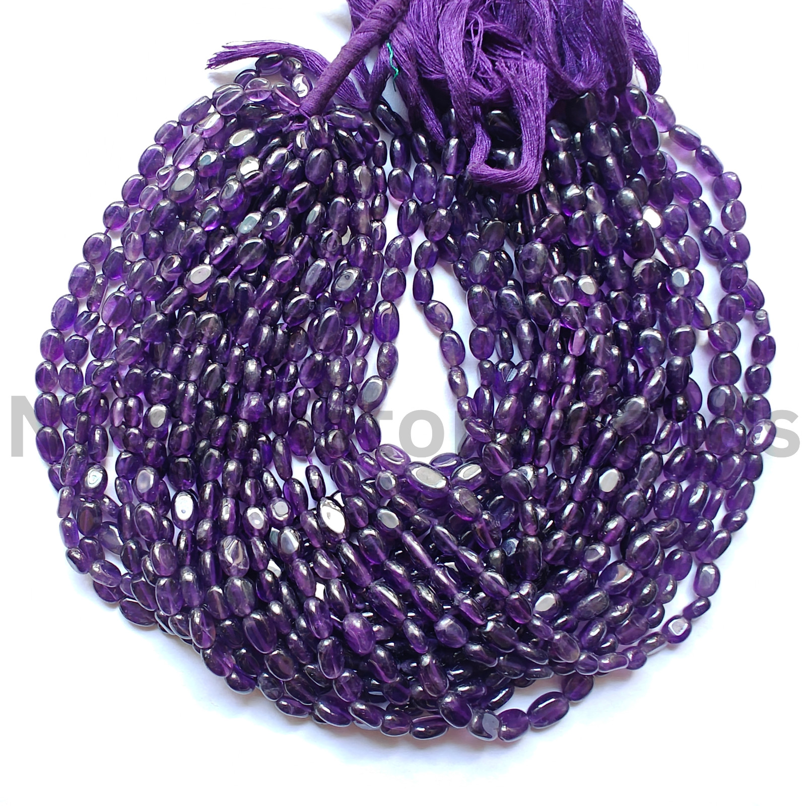 Natural Amethyst Gemstone Beads, Smooth & Plain Oval Cut Beads, 7.50-10.00 MM.