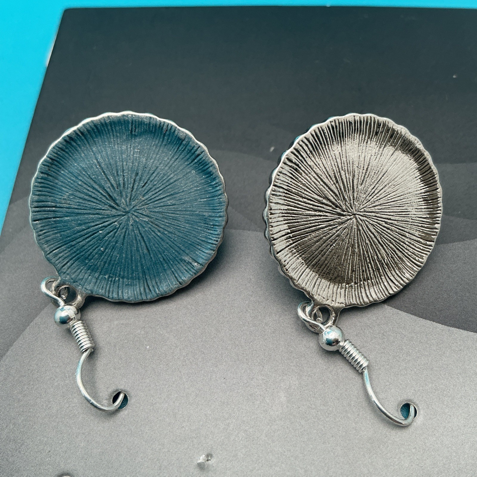 Holy Cross College, Cabochon-Style Medallion Nina Earrings Braided Silver Tone