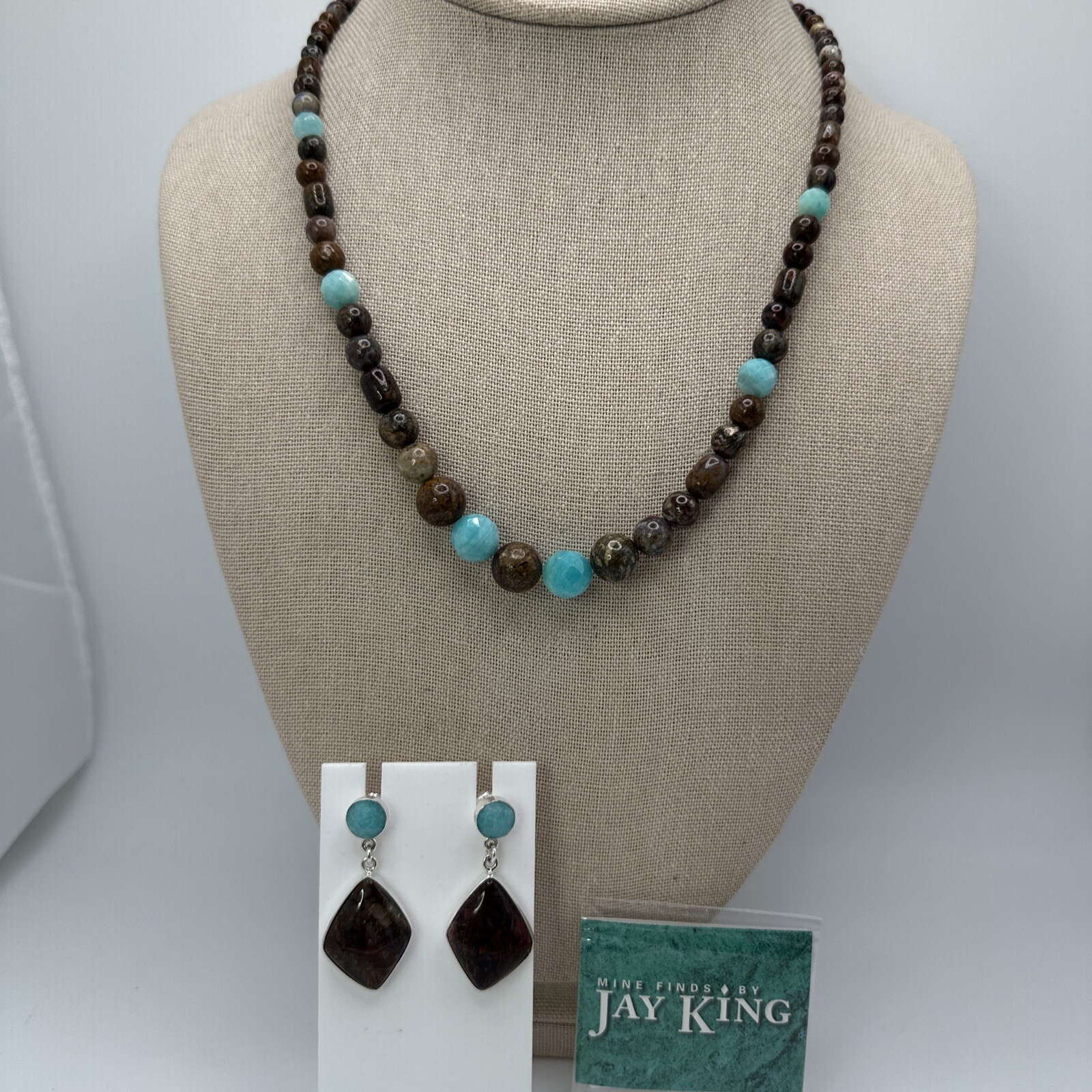 Mine Finds By Jay King Jasper & Amazonite 925 Necklace & Earrings Set
