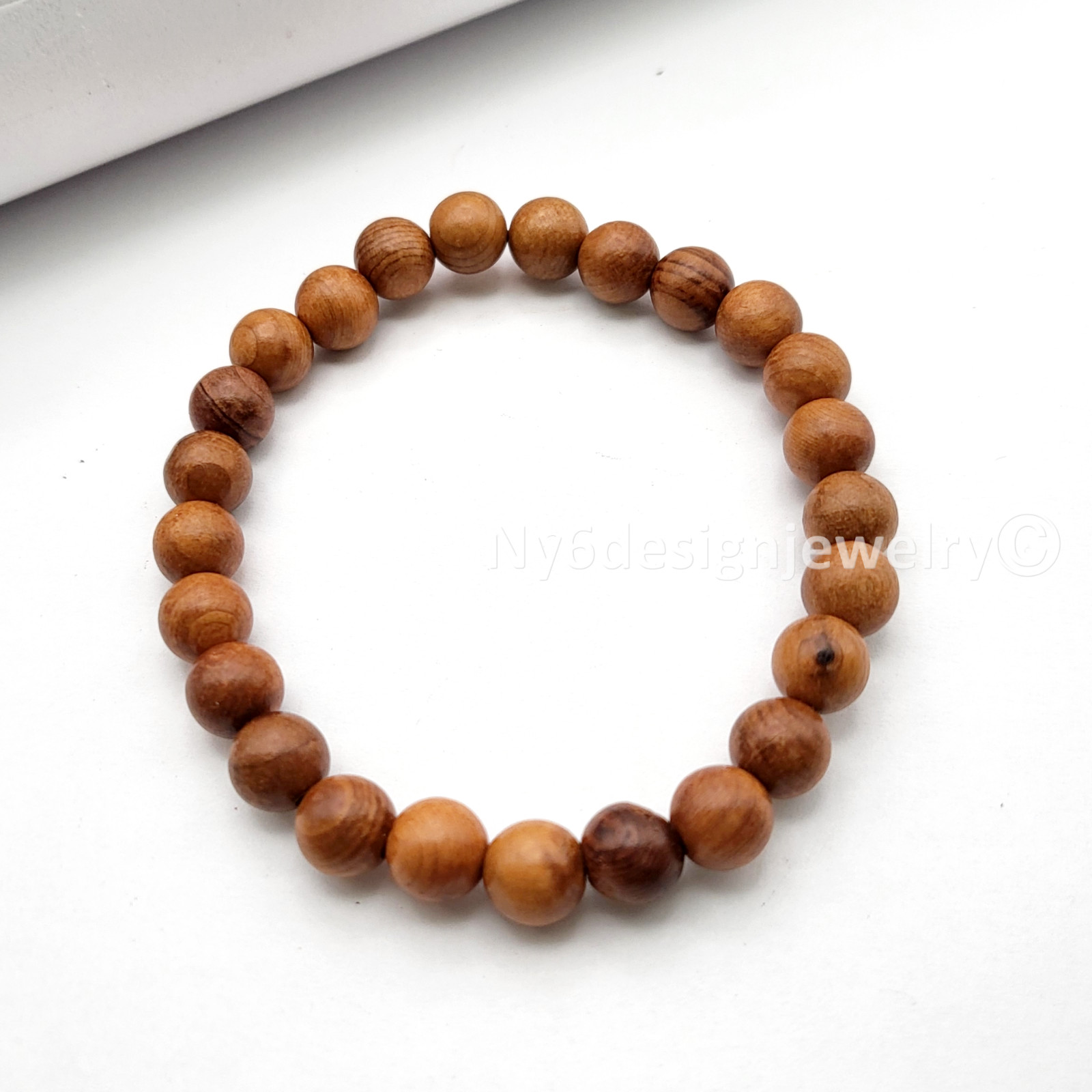 Honey Light Brown Natural Wood Bead Bracelet Wooden Beaded Bracelet 2 Sizes