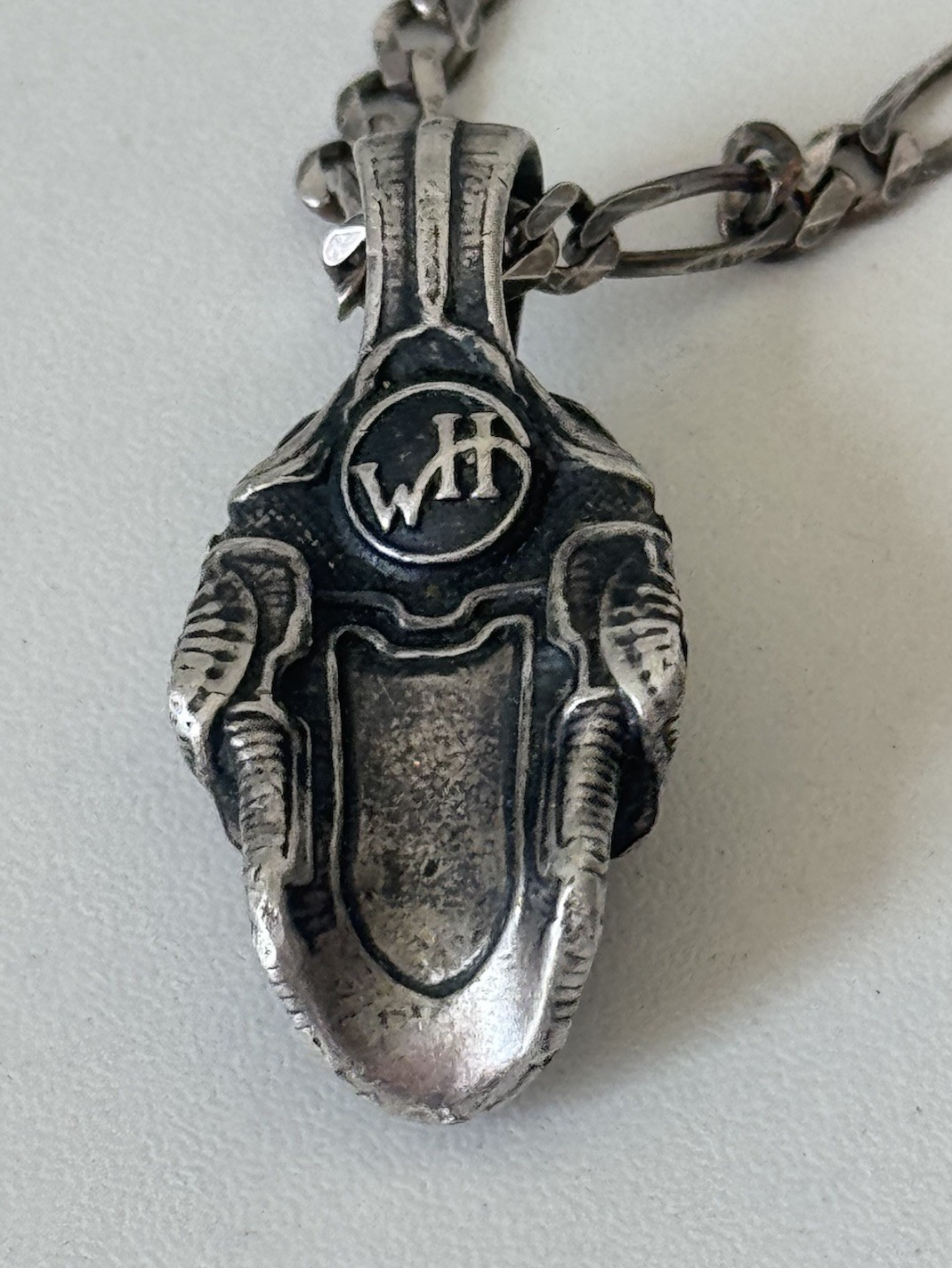 William Henry Cristobal Skull Sterling Silver Pendant Necklace/Chain Italy #11
