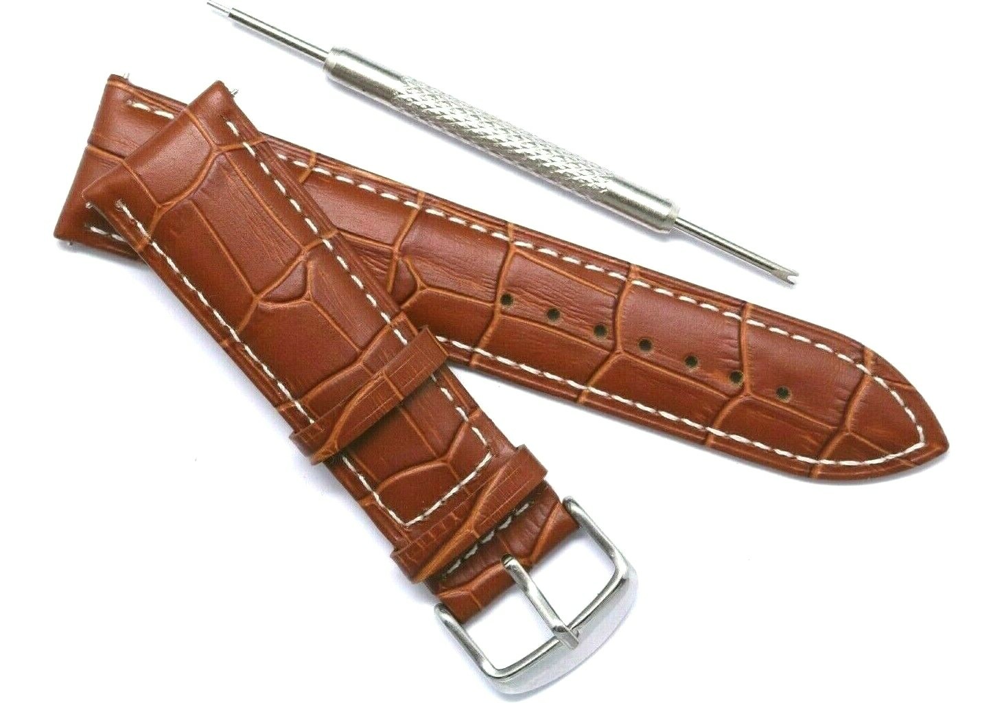 22mm Brown Croco Embossed Leather Replacement Watch Strap – Citizen 22 & Others