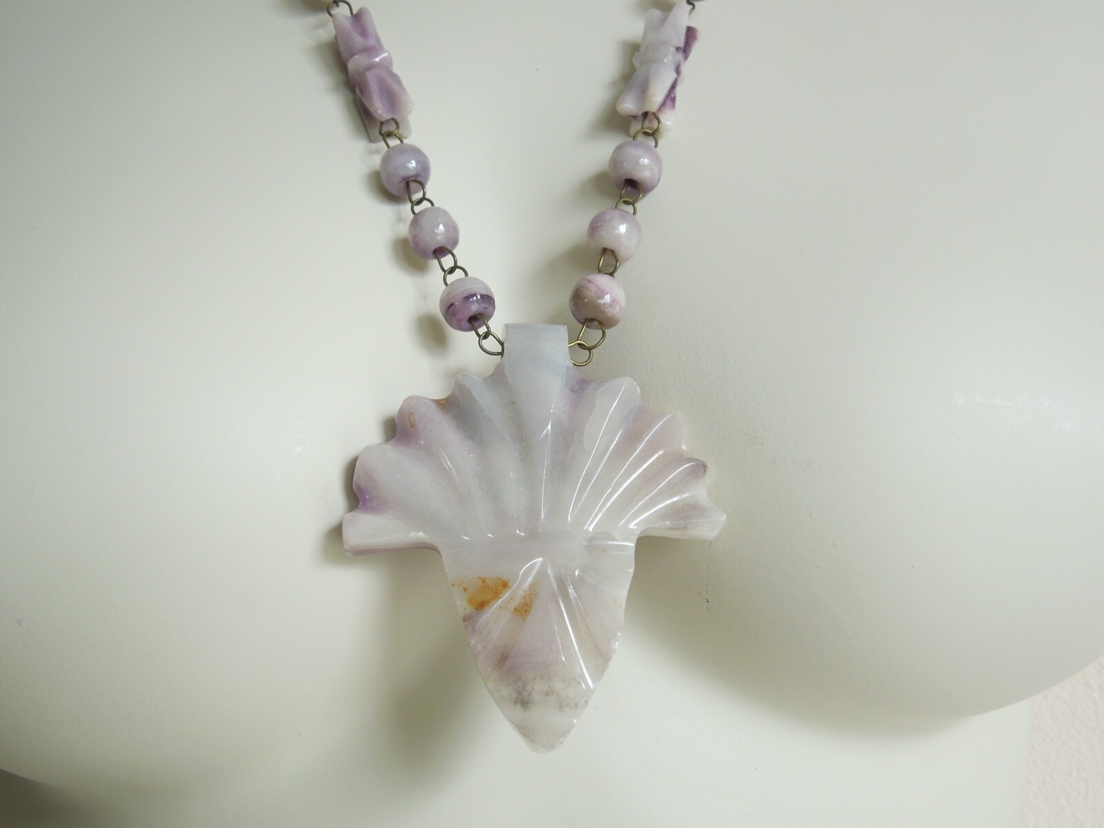 Vintage Necklace With Amethyst And Carved Pendant (Face) 67.1 G/65.5 CM