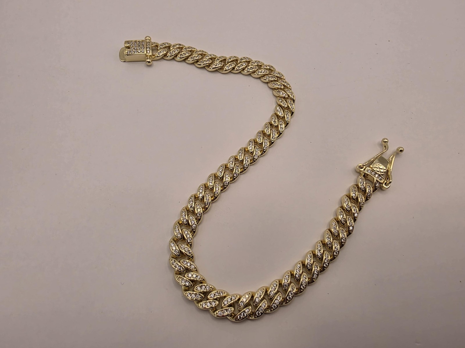 Gold Plated CZ Cuban Link Bracelet | 925 Silver | 8.5 Inch | 6mm | Iced Pave Cur