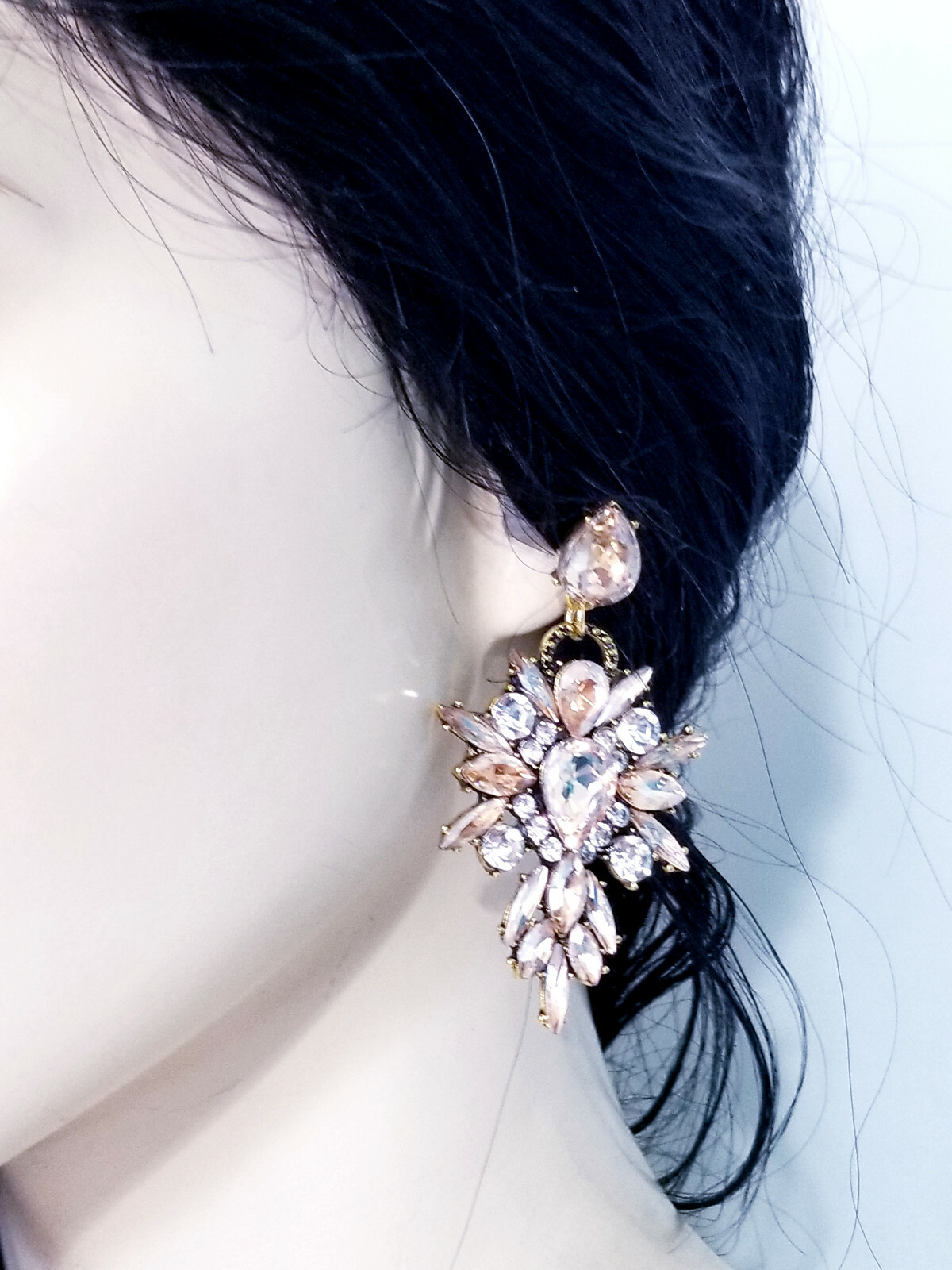 Chandelier Earrings Topaz Rhinestone Crystal 2.8 in