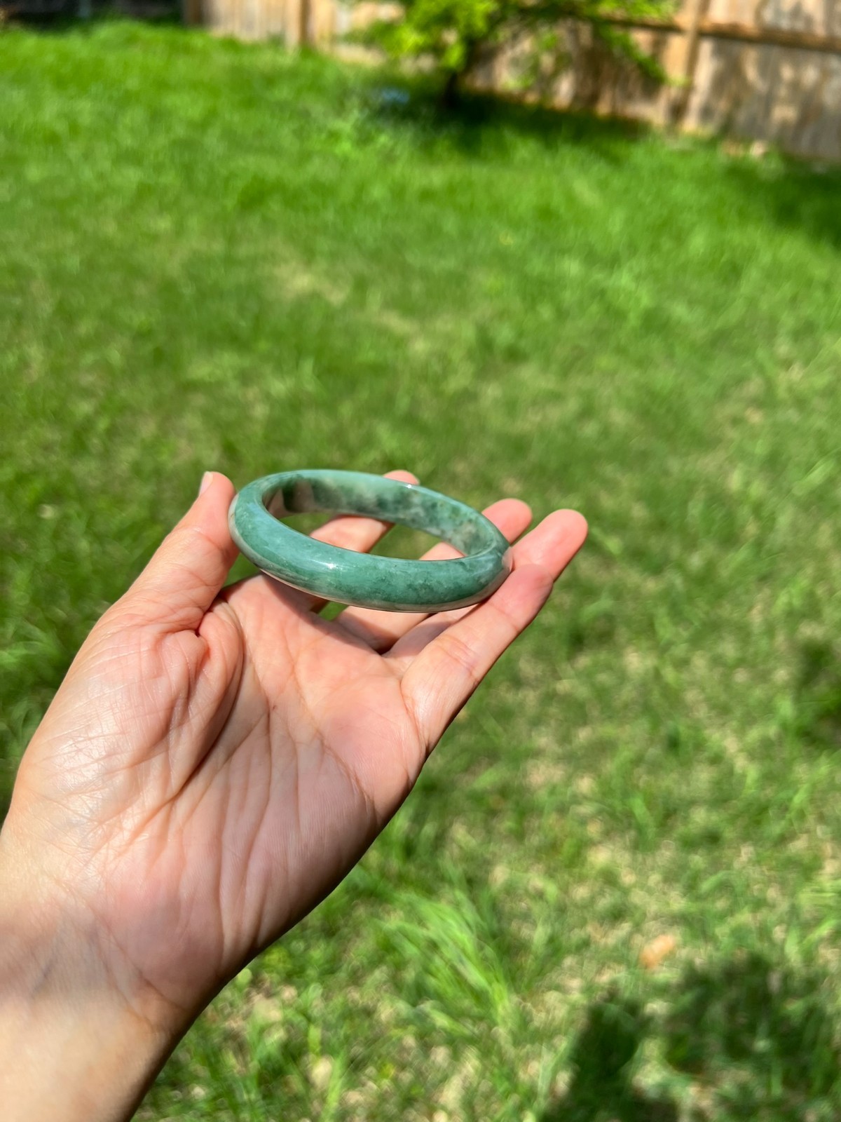 Full Rich Green 100% Natural Grade A Jadeite Jade Bangle Bracelet 57.8mm H186