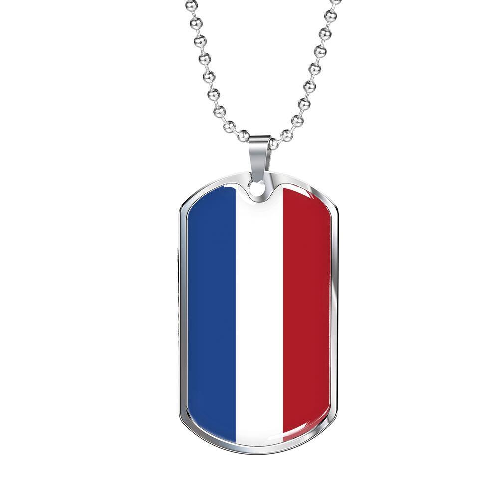 Netherlands Flag Necklace Netherlands Flag Dog Tag Necklace Stainless Steel 24″