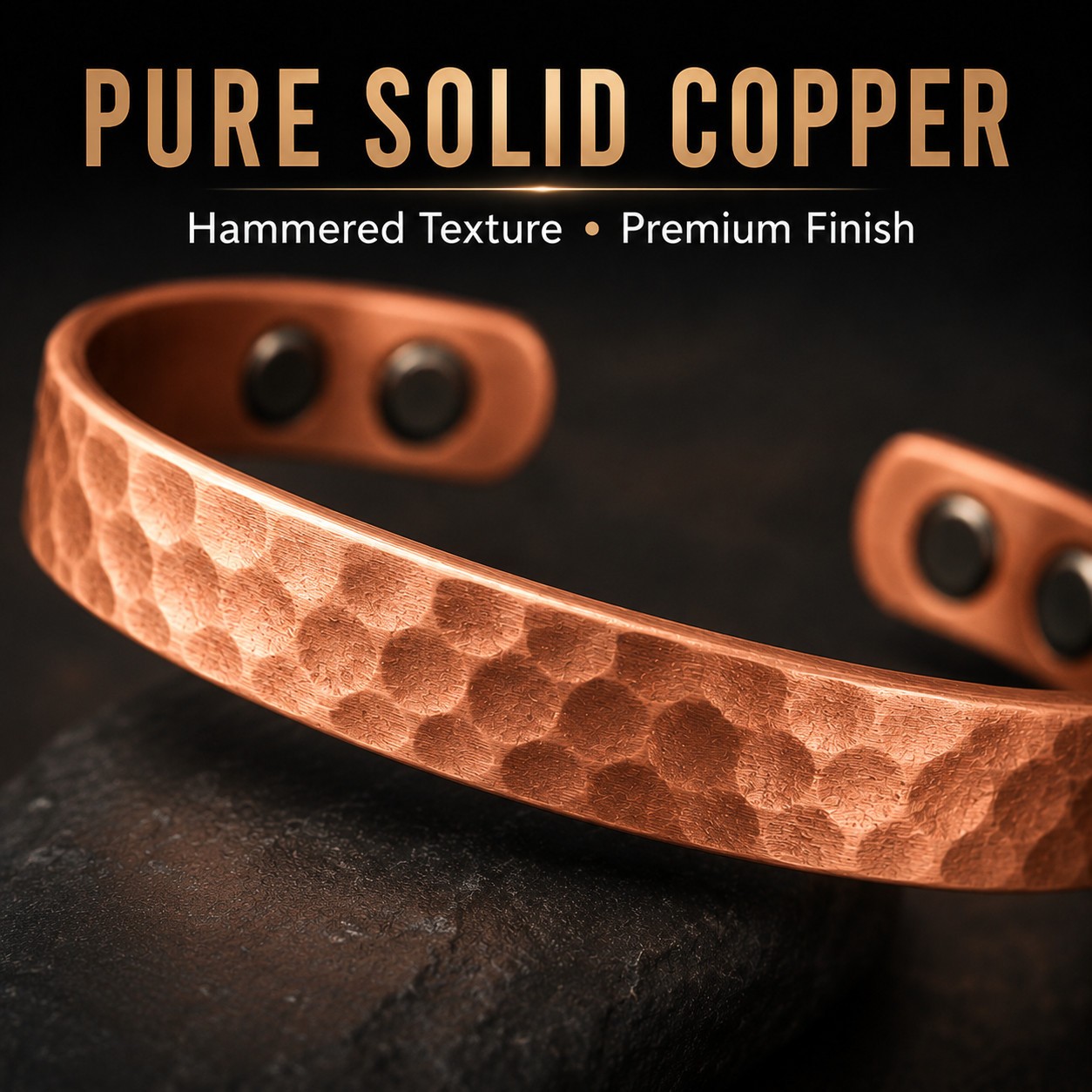 2Pcs Magnetic Copper Bracelet Set Pure Solid Copper 6 Magnets Adjustable Cuff