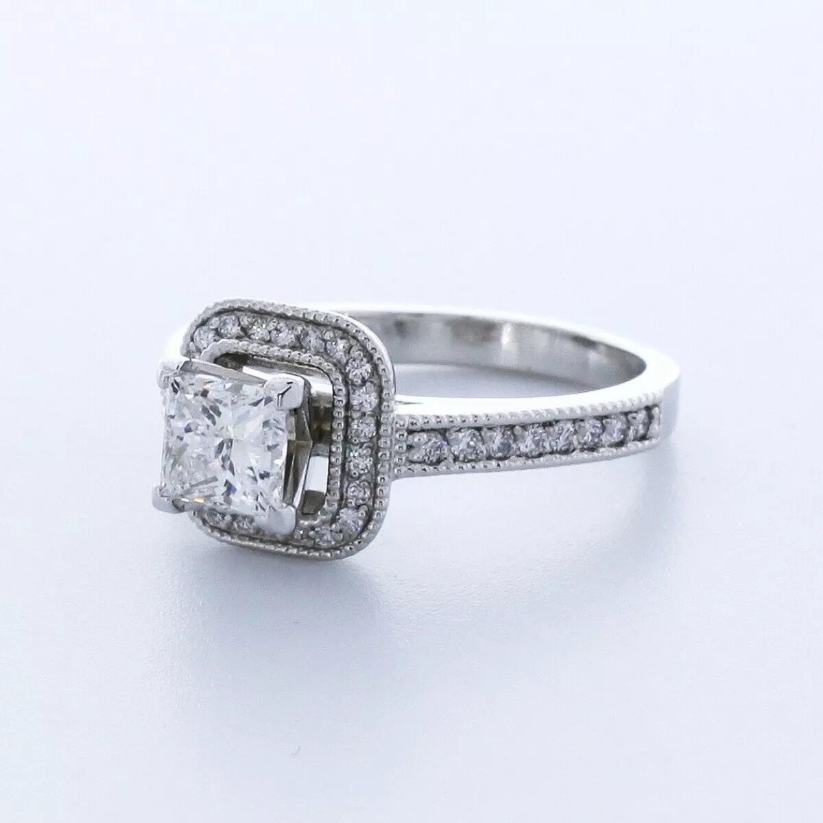 Engagement Ring Halo Platinum 1.60 Carat Princess Lab-Grown Diamond G VS1