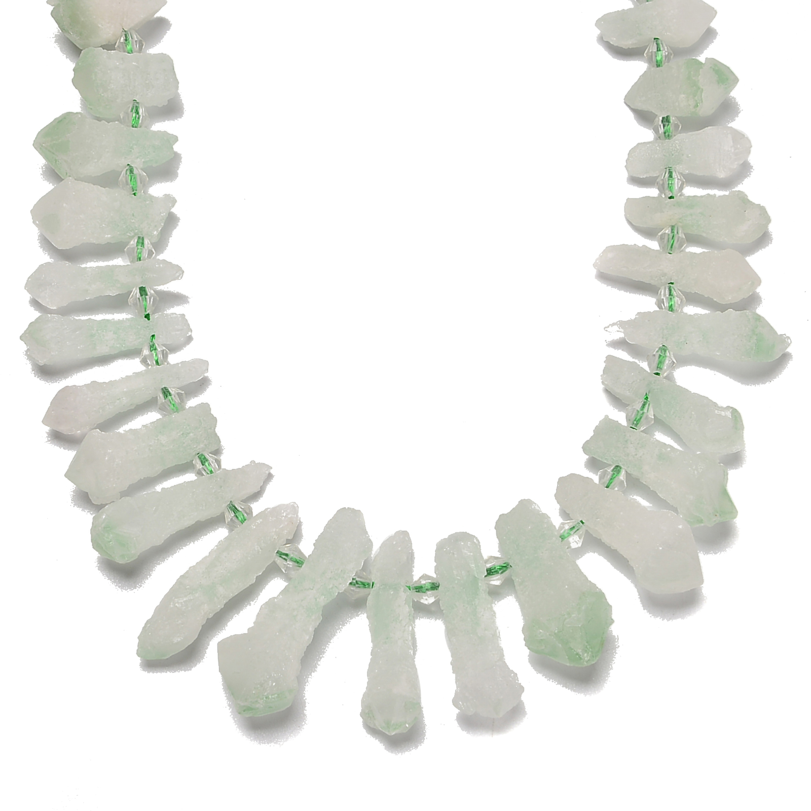 Light Green Quartz Top Drill Rough Long Points 15-22mm 18-25mm 30-35mm 15.5”Str