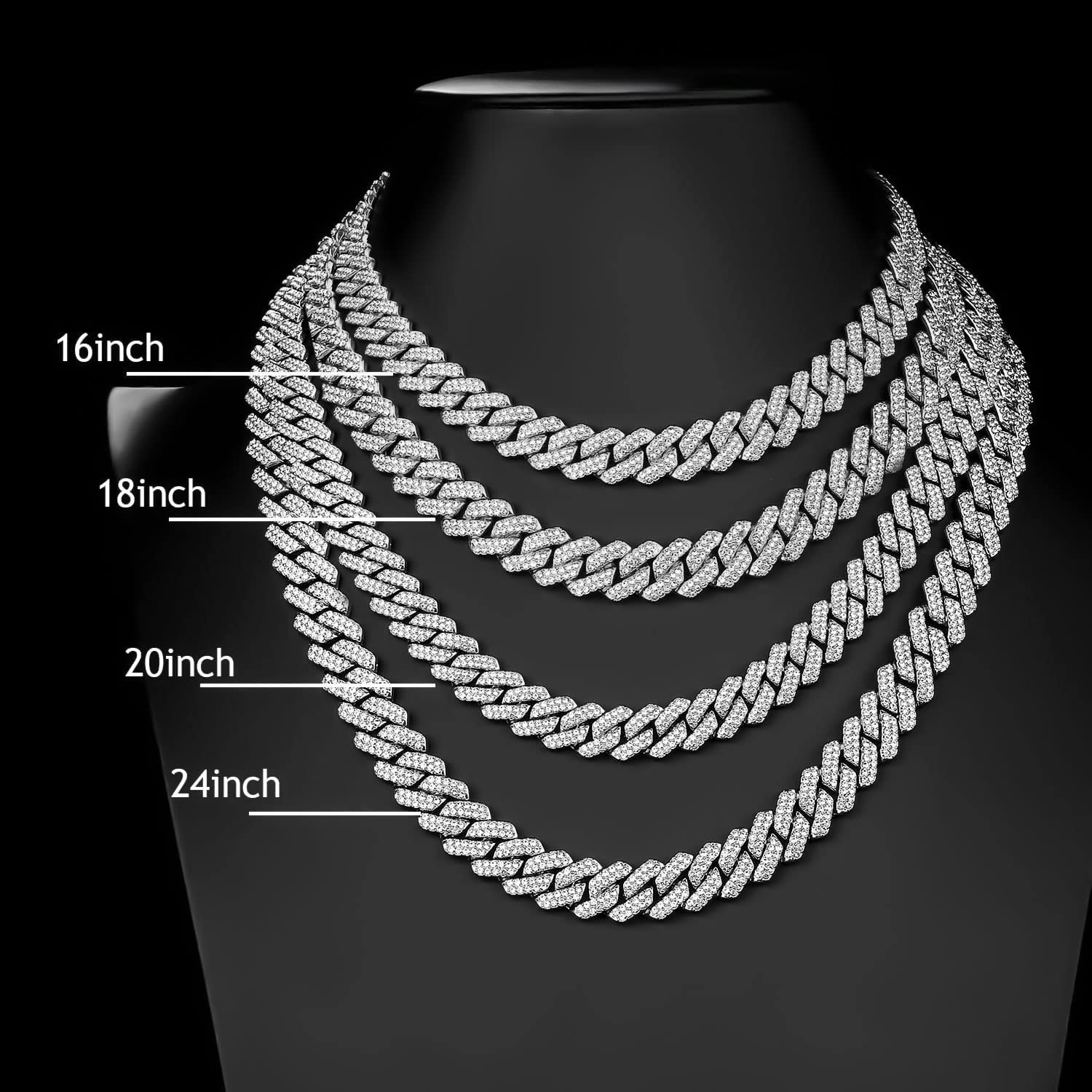 Men’s 15MM White Gold Plated Iced CZ Out Solid Miami Cuban Link Bracelet Chain