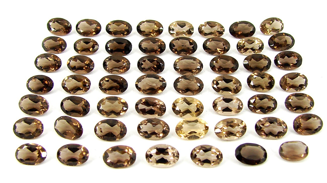 21.55 Ct Natural Smoky Quartz Loose 4x 6 mm Gemstone Oval Cut 55 Pcs Lot- 33066