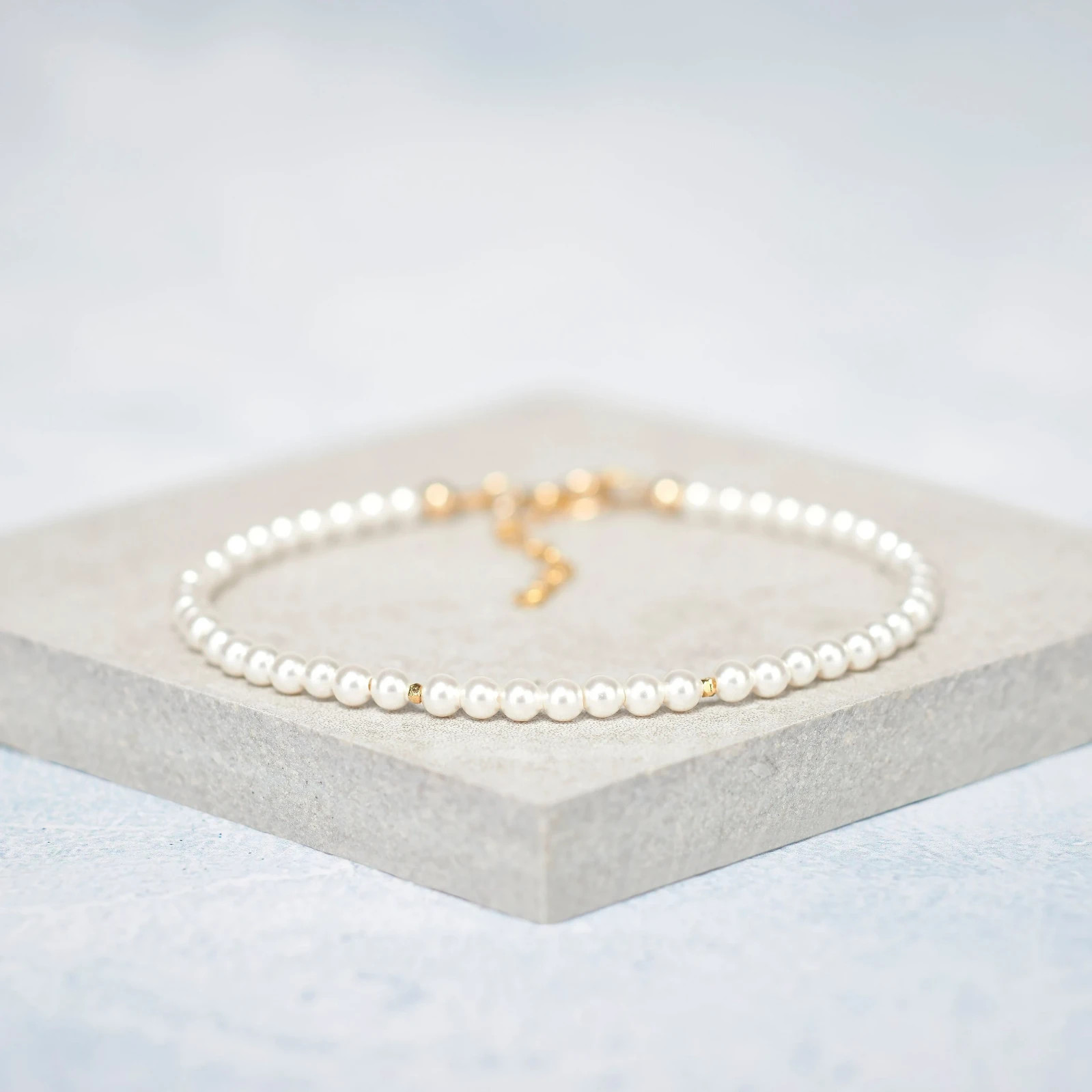 Natural Pearl 3mm Beads Minimalist Healing Reiki Dainty Women Girls Bracelet
