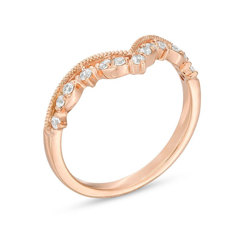 1/2 CTTW Pear Diamond Engage Ring 14k Rose Gold Size 6 & 1/5 CTTW Chevron 10k