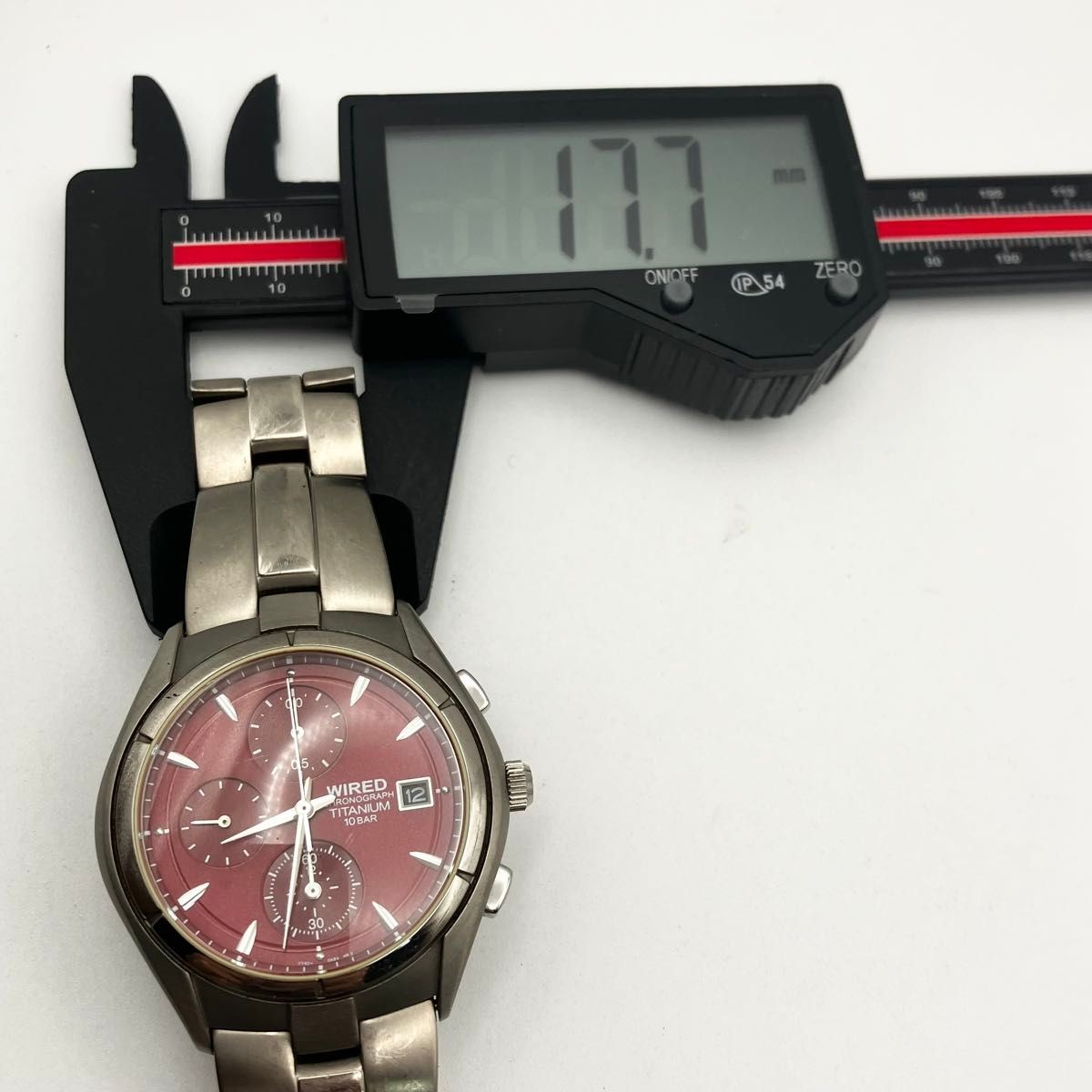 Seiko Wired Chronograph Men’s Titanium Red Dial Date Quartz Watch From Japan