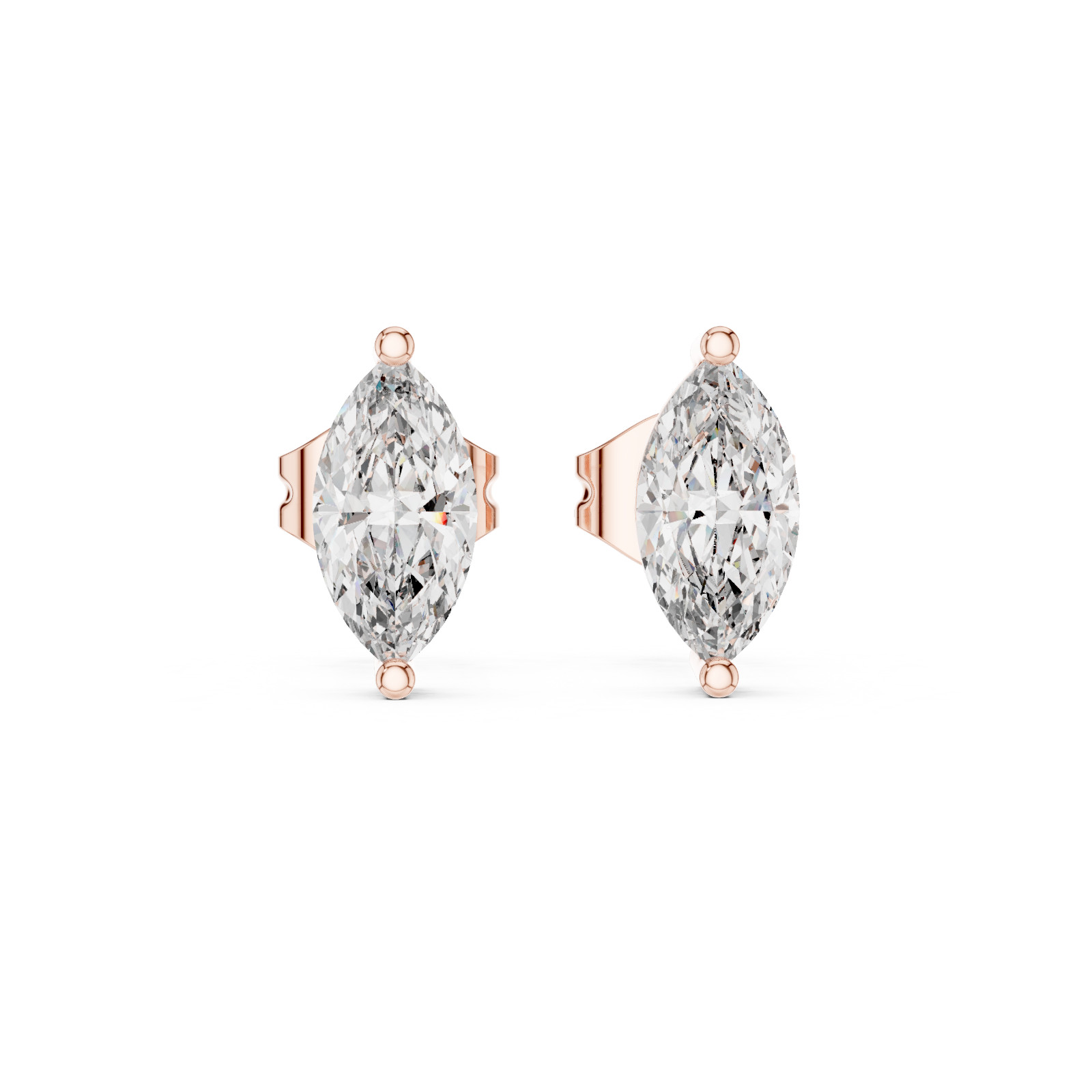 Certified Natural Diamond Designer Style Prong Studs Earrings 14K Gold Over