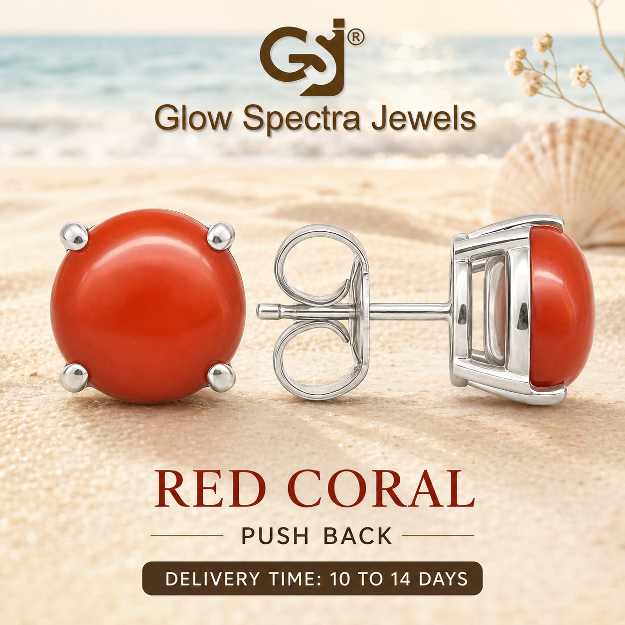 2.00CT Solitaire Red Coral Diamond Stud Erring 925 Silver 14k White Gold Plated