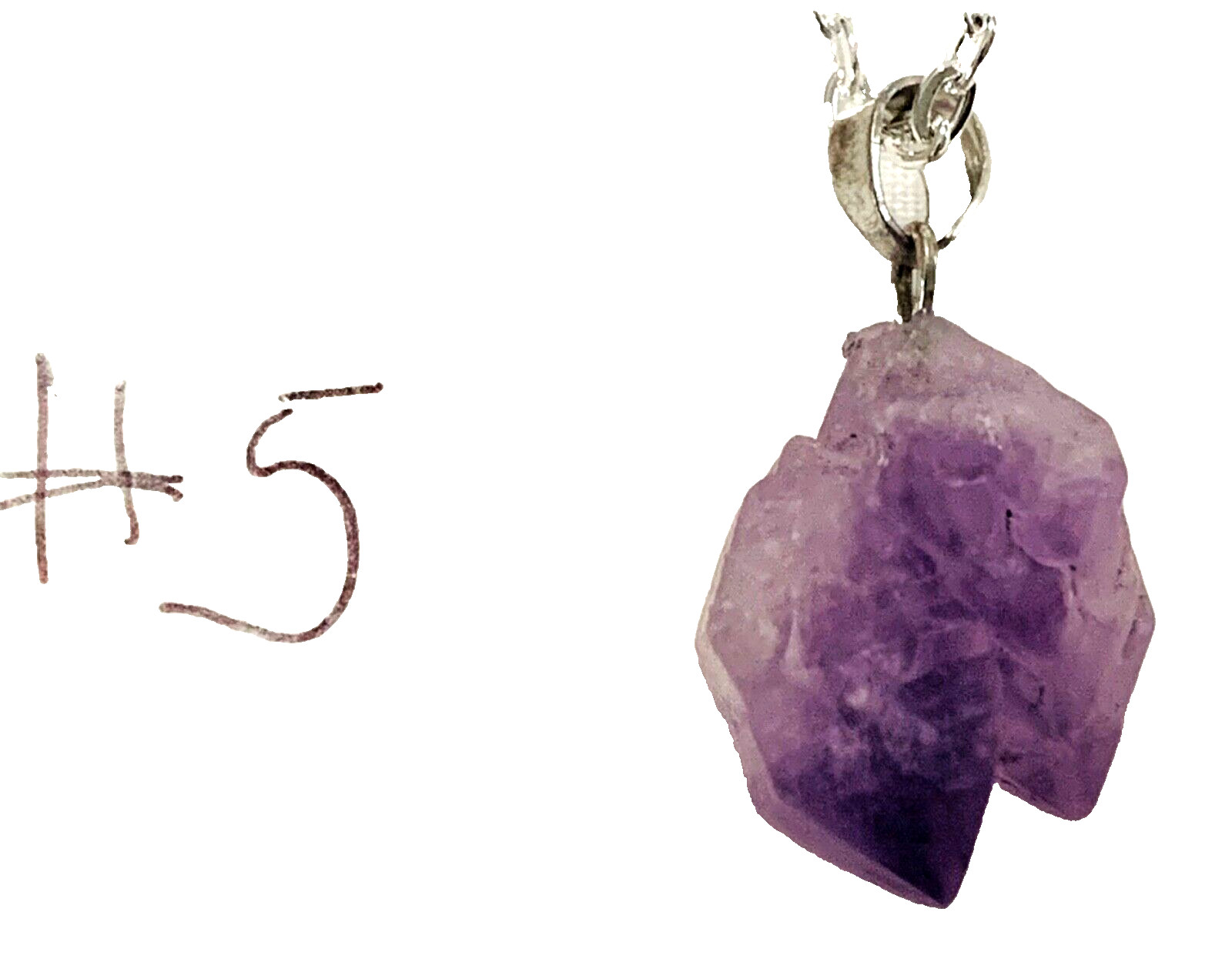 NEW Fashion Natural Gemstone Rock Irregular Amethyst Silver Tone Bail & Chain