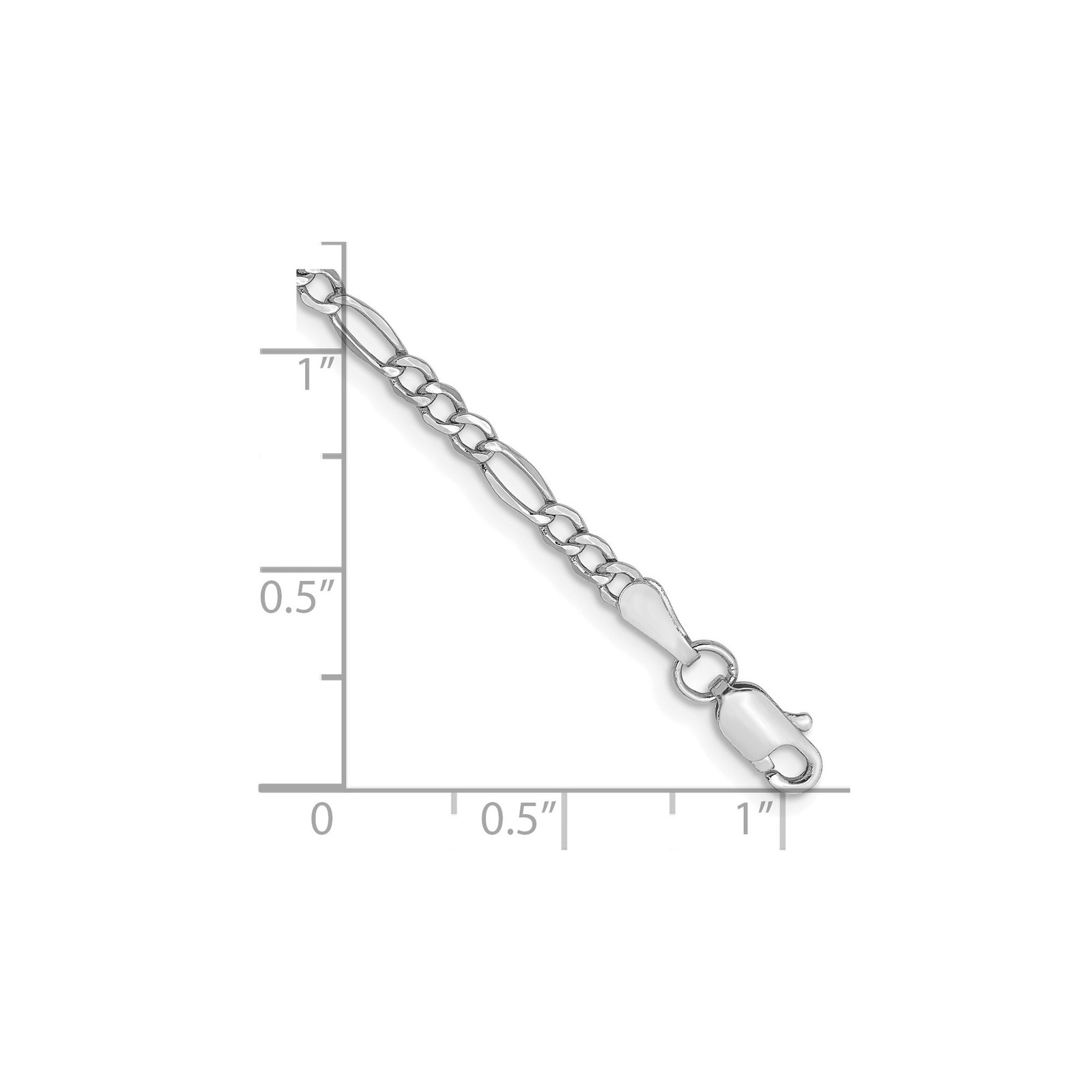 14K White Gold 2.5-5.75mm Figaro Chain Necklace 7-8 Inch Mens Womens