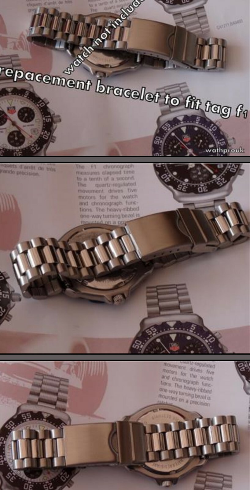 Bracelet fit tag heuer vintage f1 formula one and 2000 18mm 20mm tool + s bars