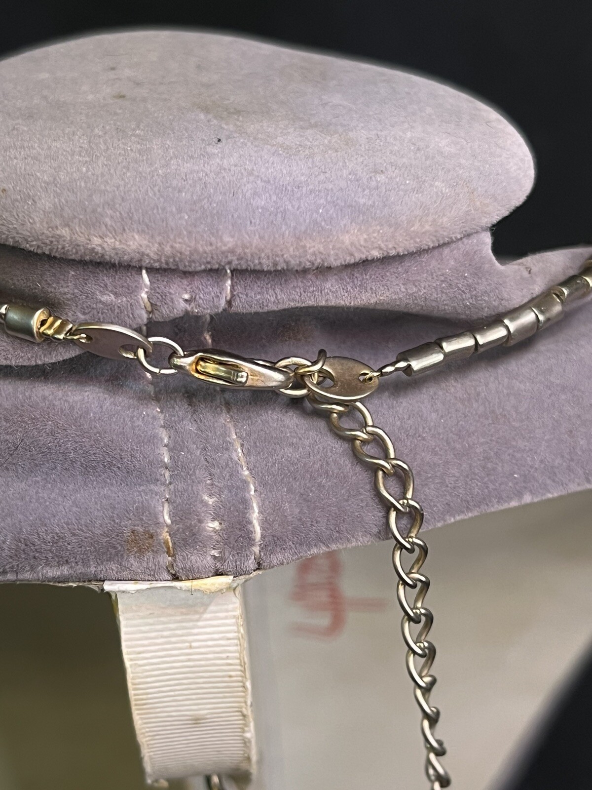 Vintage Silver Tone Necklace W Hanging Rhinestones ;Adjustable Length