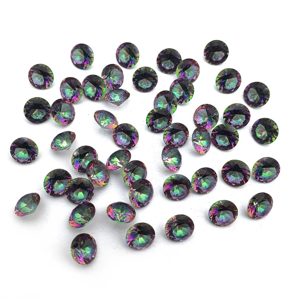 Nice Mystic Quartz Round Cut Loose Multi Color Gemstone Lot 10 Pcs 6 mm 45.40 Ct