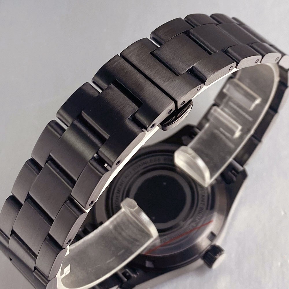 39mm Retro Pilot Watch Case BlackPVD 20ATM For NH35 NH36 ETA2824 PT5000 Bracelet