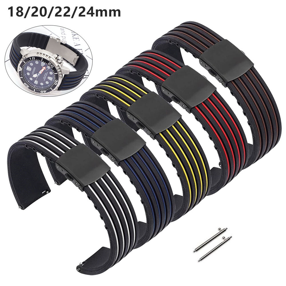 14-24mm Silicone Rubber Smart Watch Strap Waterproof Replacement Wrist Band Belt