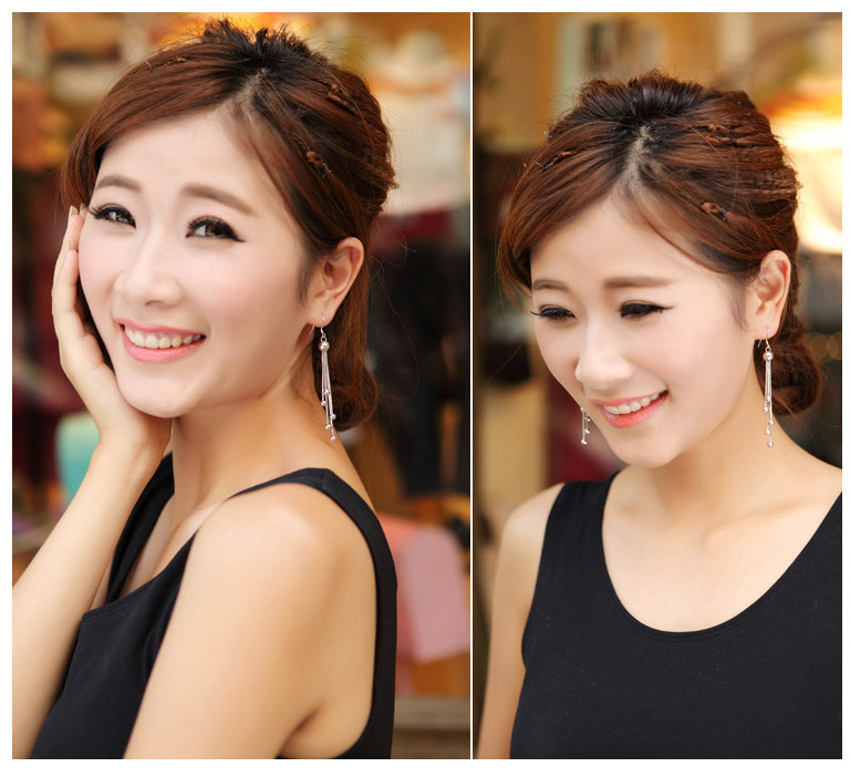 Women Dangle Drop Ball Tassel Chain Stud Silver Plated Earrings Gift Party TH5