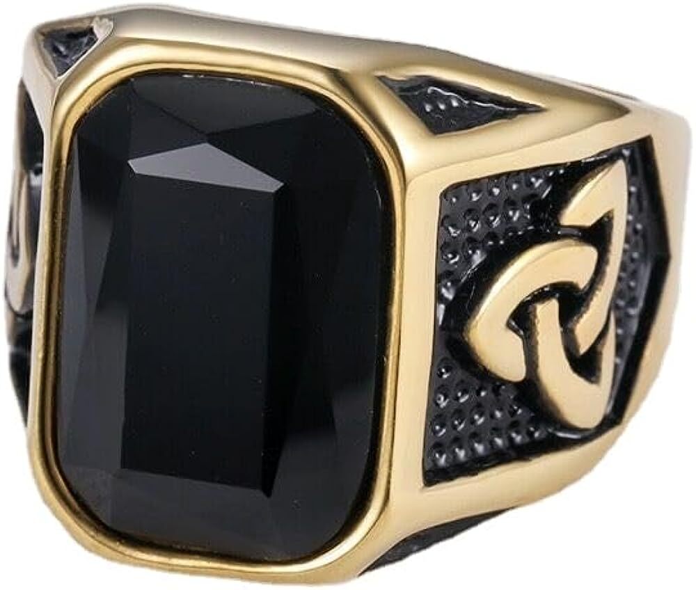 Creative Cool Personality Men’s Red Gem Ring Viking Titanium Steel Trend Jewelry