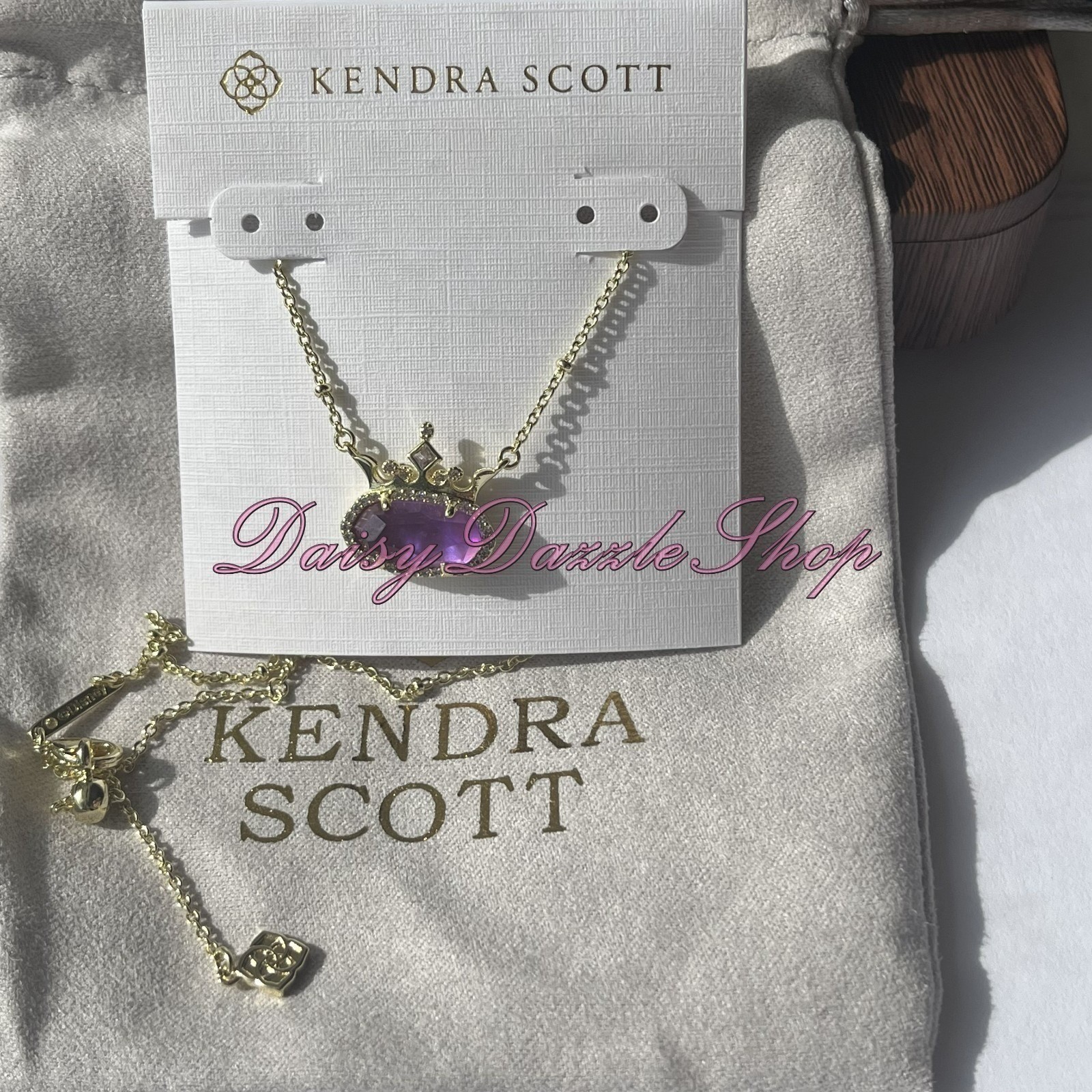 ✨New Kendra Scott Disney Elisa Princess Short Gold Pendant Purple Necklace ✨