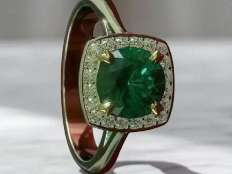 Art Deco 2.90Ct Natural Emerald Antique Vintage Wedding Ring 925 Sterling Silver